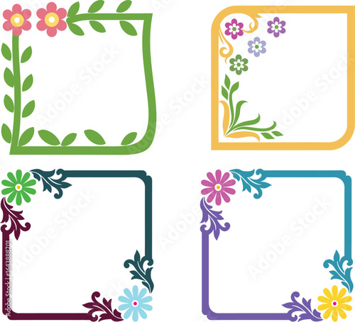 Floral Frames Collection, Decorative Elements, Blossom Borders, Vector Design