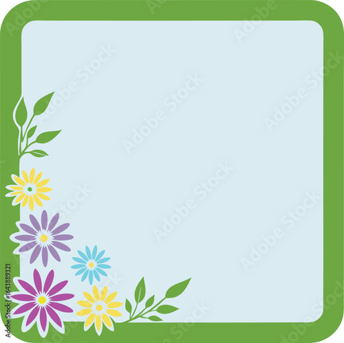 Floral Frame Design With Daisies And Leaves, Perfect Border For Invitations