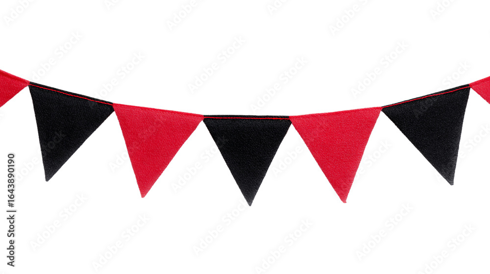 Obraz premium Red and black pennant garland isolated on transparent background