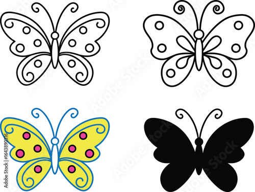 Butterfly Collection Vector Art Designs Isolated On White Background