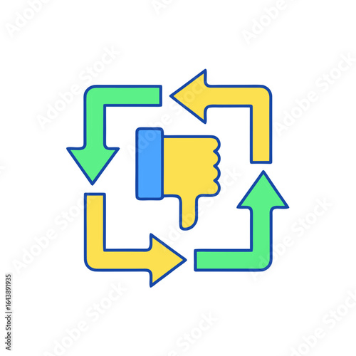 Negative feedback loop cycle with thumbs down icon