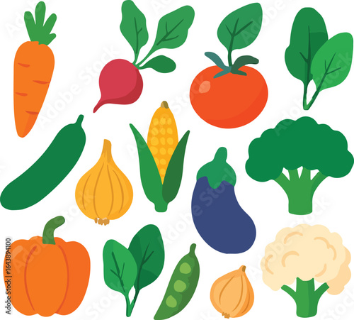 set of vegetables vector