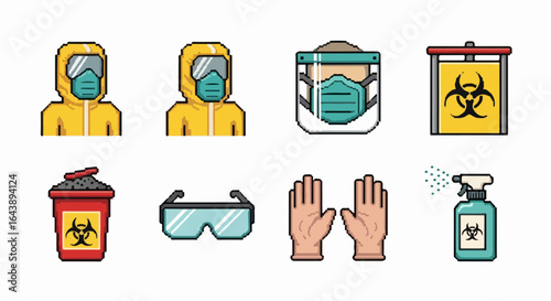 Pixel Art of Protective Equipment Set