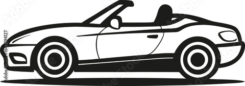 Sleek Convertible Car Illustration Classic Design Open Top Vehicle Artistic Rendition Automotive Black and White Minimalist Depiction