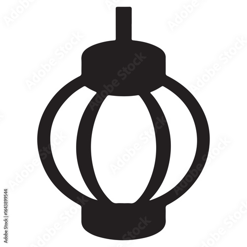 Simple silhouette of a traditional asian lantern with a hanging loop