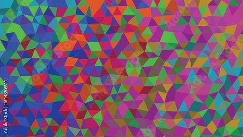 Vibrant kaleidoscope of colors in a chaotic geometric triangle pattern. Abstract low poly mosaic background for modern creative design.