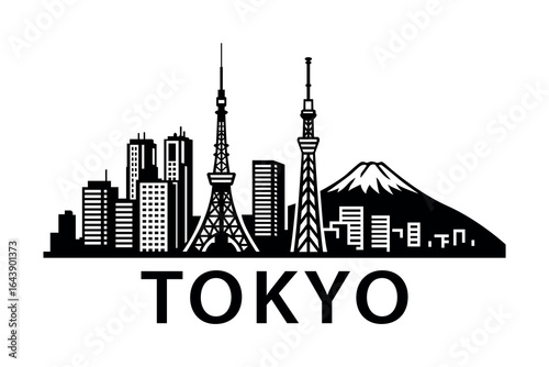 Photography Tokyo city skyline with iconic buildings and landmarks