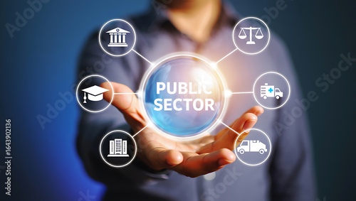 Public sector services concept with icons government education