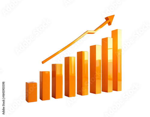 Free Download Firefly_3d Money Bag with dollar sign - Firefly_3D orange bar graph with an upward arrow symbolizing growth, success, and progress in - GFXLoad