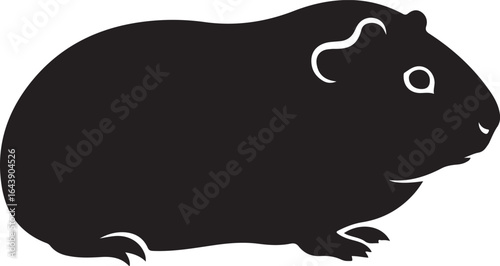Black silhouette of a guinea pig on a white background, minimal vector
