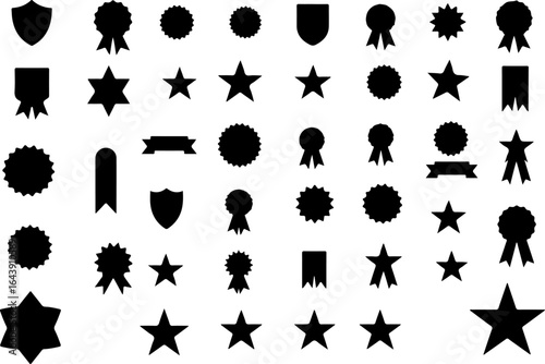 Badge, Ribbon & Award Shape Vector Set – Emblems & Labels Collection"

