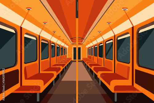 Interior Of Subway Car Illustration