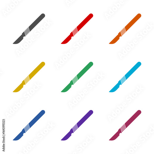 Scalpel knife  icon isolated on white background. Set icons colorful