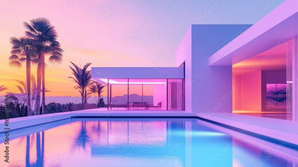 Fototapeta premium property data stream from luxury villa