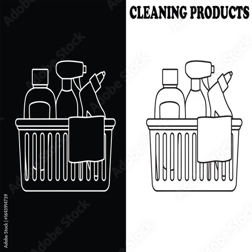 Cleaning Supplies Basket Vector