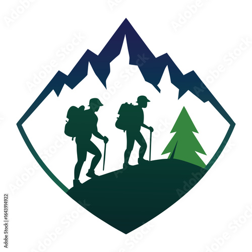 Family camping trip in the mountains vector illustration