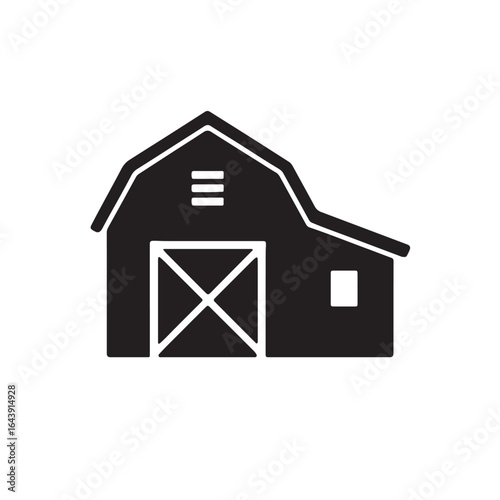 Agricultural farm, barn silhouette vector ilustration
