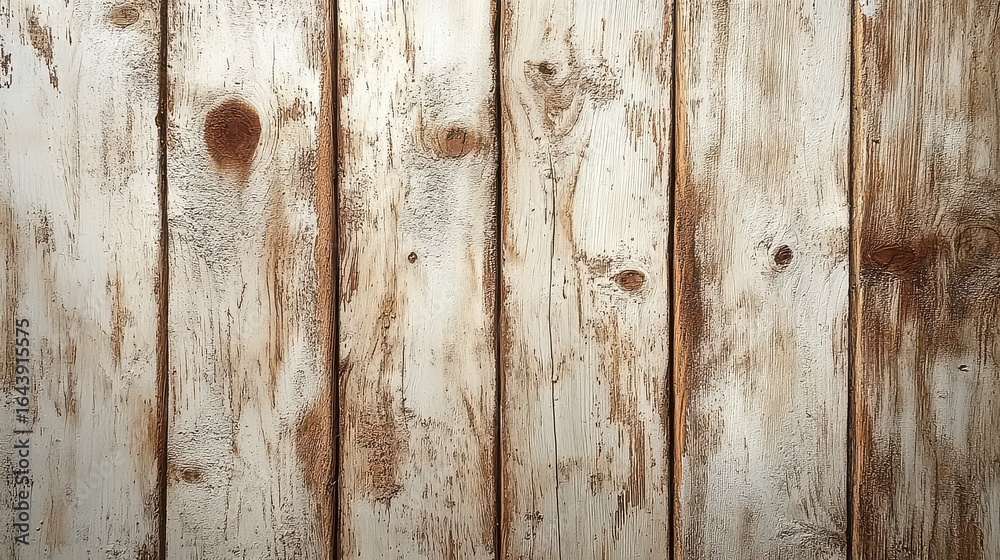 Fototapeta premium Whitewashed weathered wooden planks background texture.
