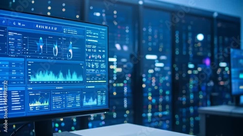 Wallpaper Mural Data Analysis and Monitoring in a Modern Data Center Environment with Multiple Screens Showing Torontodigital.ca