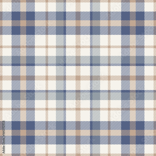 Plaid seamless pattern. Check line. Repeating tartan checks design. Repeated scottish stripe flannel. Scotland fabric prints. Gingham twill lattice. Repeat checkered weave plaids. Vector illustration