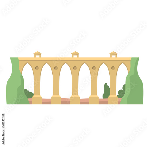 vector illustration of a bridge with trees