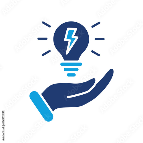 Energy Saving Flat Blue Icon