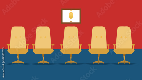 Corporate Boardroom with Silk Chairs and Brass Bar