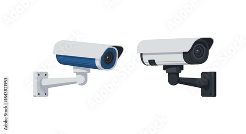 Stylish flat design surveillance cameras in modern security setup