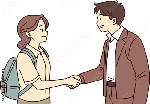 Parent Teacher Conference Illustration for Educational Use. School Meeting with Parents and Teachers Digital Artwork. Academic Consultation Scene Between Teacher and Parent. Education Discussion