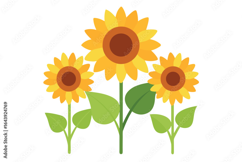Obraz premiumBlooming sunflowers vector illustration.