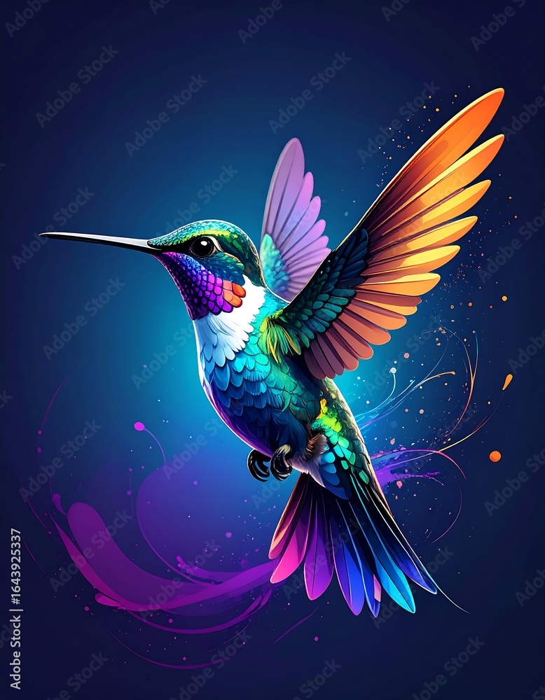 Obraz premium Colorful hummingbird in flight