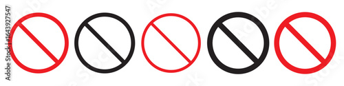 Forbidden sign not allowed in red and black . ban icon symbol . stop entry sign . slash icon . prohibited mark.