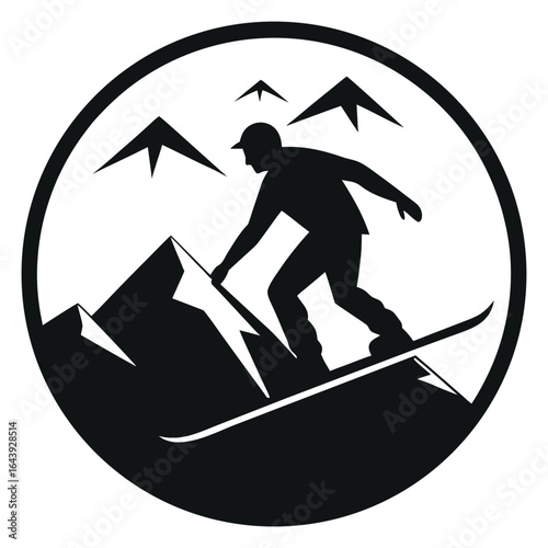 A vector illustration of people enjoying various water and winter sports silhouettes, including a man jumping, skateboarding, and snowboarding on a beach