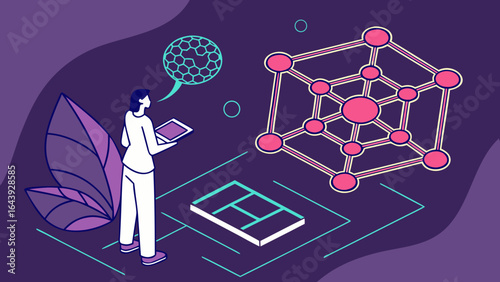 Data science and machine learning concept with neural network and ai technology illustration for business 3d