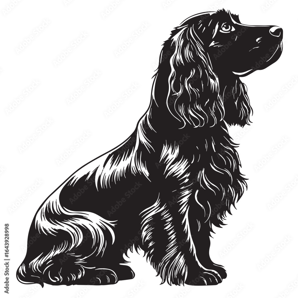 black cocker Silhouette Vector, High Quality Illustration on White Background black cocker Silhouette Vector, High Quality Illustration on White Background