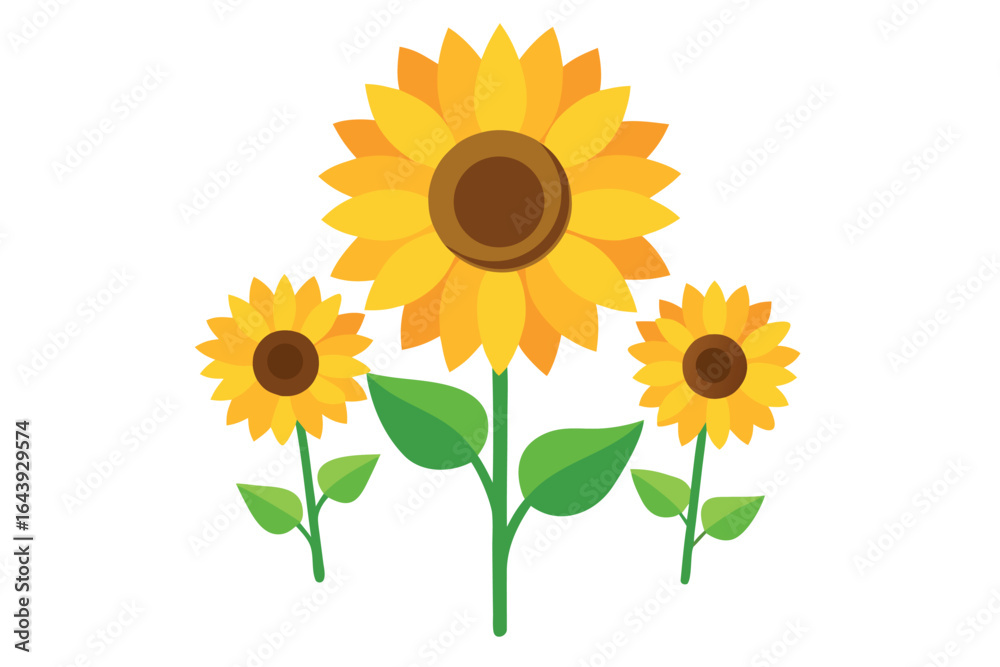 Obraz premiumBlooming sunflowers vector illustration. 