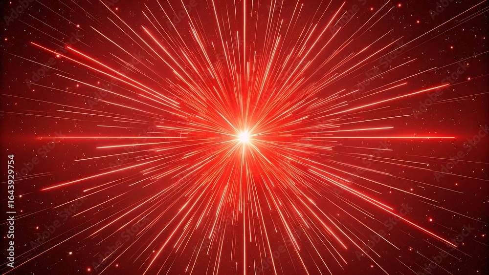 Fototapeta premium Bright red starburst light streaks explosion