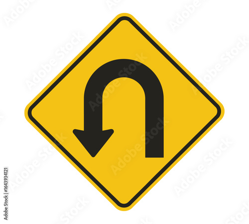 Yellow U-turn sign, a key traffic regulation symbol for safe directional changes, offering clear navigational guidance and road safety. Free Download Yellow U-turn sign, a key traffic regulation symbol for safe directional changes, offering clear navigational guidance and road safety. - GFXLoad