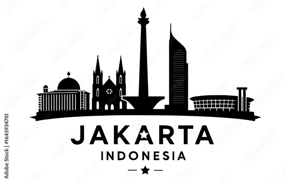 Fototapeta premium jakarta city black silhouettes or vector illustration