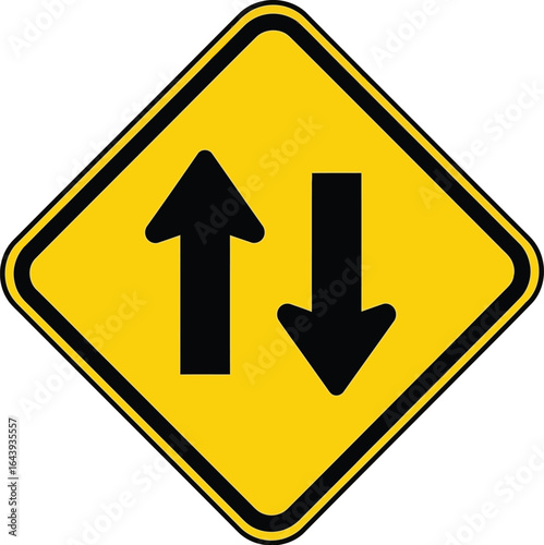 Two-Way Traffic Sign Navigating Roads with Upward and Downward Arrows for Clear Direction