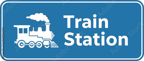 Train Station Sign Directional Sign for Railway and Public Transportation. A visual guide to train stations