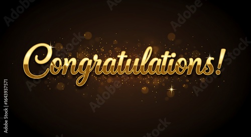 Golden congratulations text with sparkles and bokeh effect