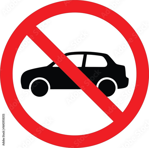 No Entry for Vehicles A Clear Prohibition Sign Depicting Car Restrictions in Red Circle