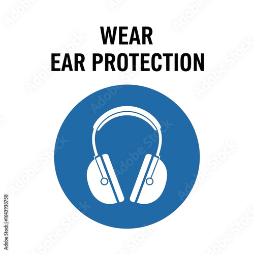 Wear Ear Protection Safety Sign - Illustration of Noise Cancelling Headphones