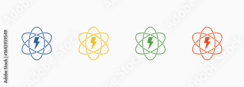 Atomic Energy Icon Set Color Multiple Style Collection