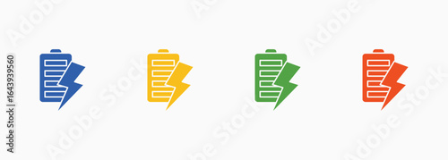 Battery Icon Set Color Multiple Style Collection