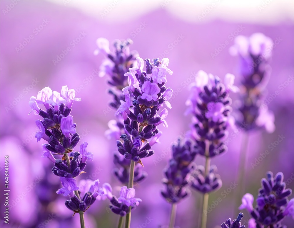 Obraz premium Close-up of vibrant purple lavender flowers.