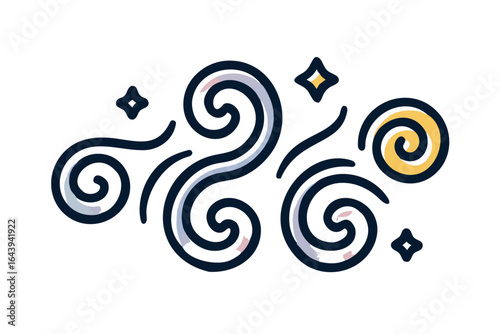 Decorative swirls with stars illustration