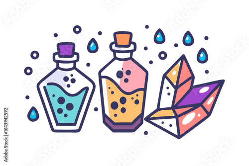 Enchanted alchemy bottles with gems