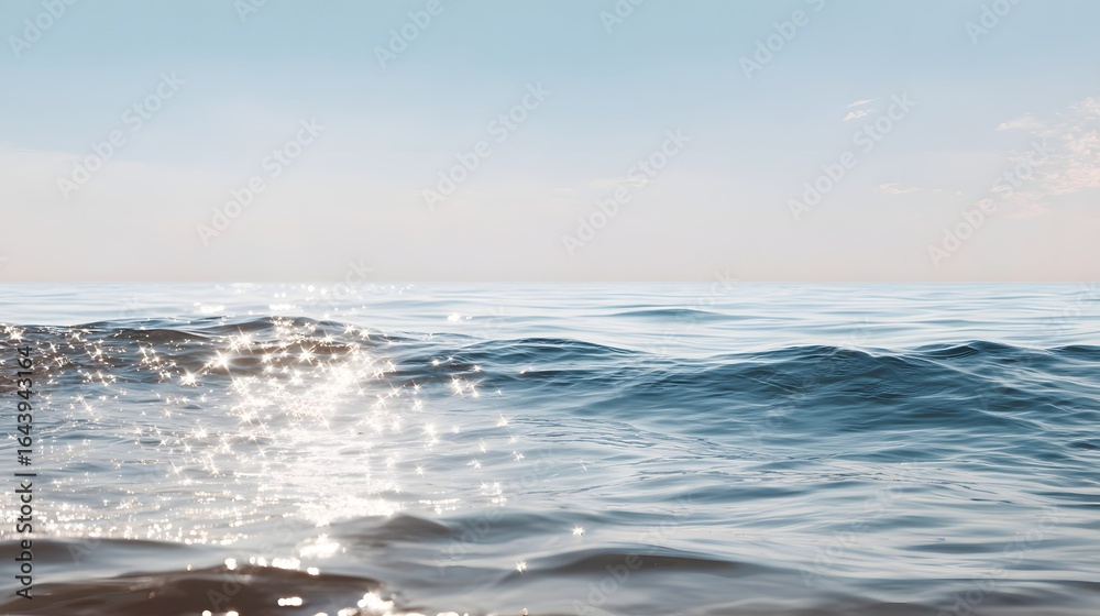 Obraz premium Sparkling ocean waves reflecting sunlight.